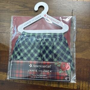 New American Girl Janie & Jack Tartan Plaid Party Skirt Green Blue for 18" Doll